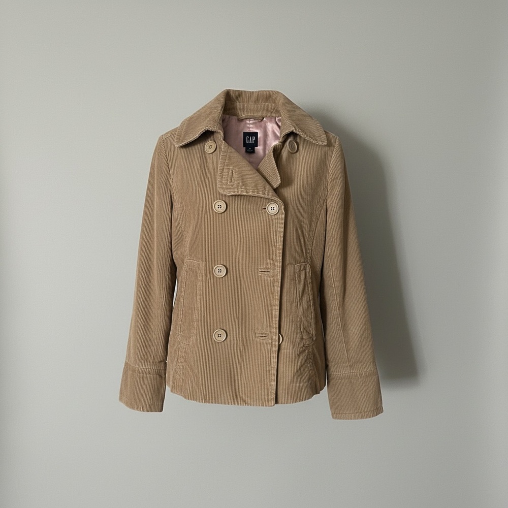 GAP Women's Corduroy Pea Coat in Tan
